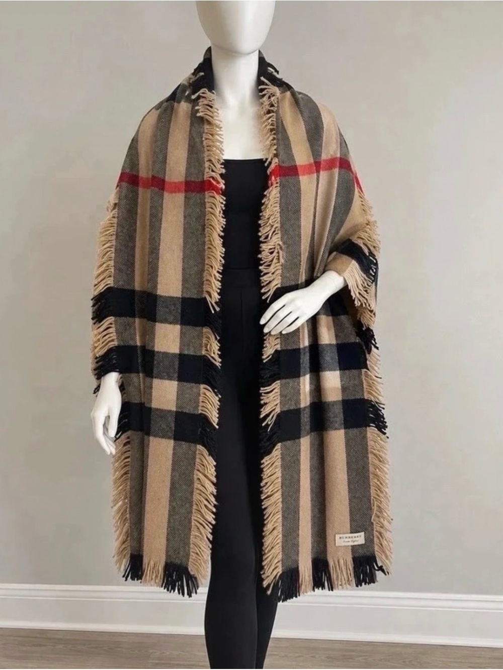 Authentic Burberry Extra Long Classic Check Cashmere Scarf/Throw– Camel
